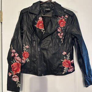 Black jacket with embroidered roses
